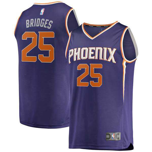 Camiseta Mikal Bridges 25 Phoenix Suns Icon Edition Púrpura Hombre